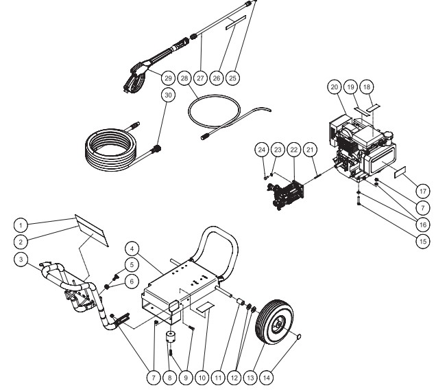 MITM WP-3000-0MHB pressure washer parts and manual